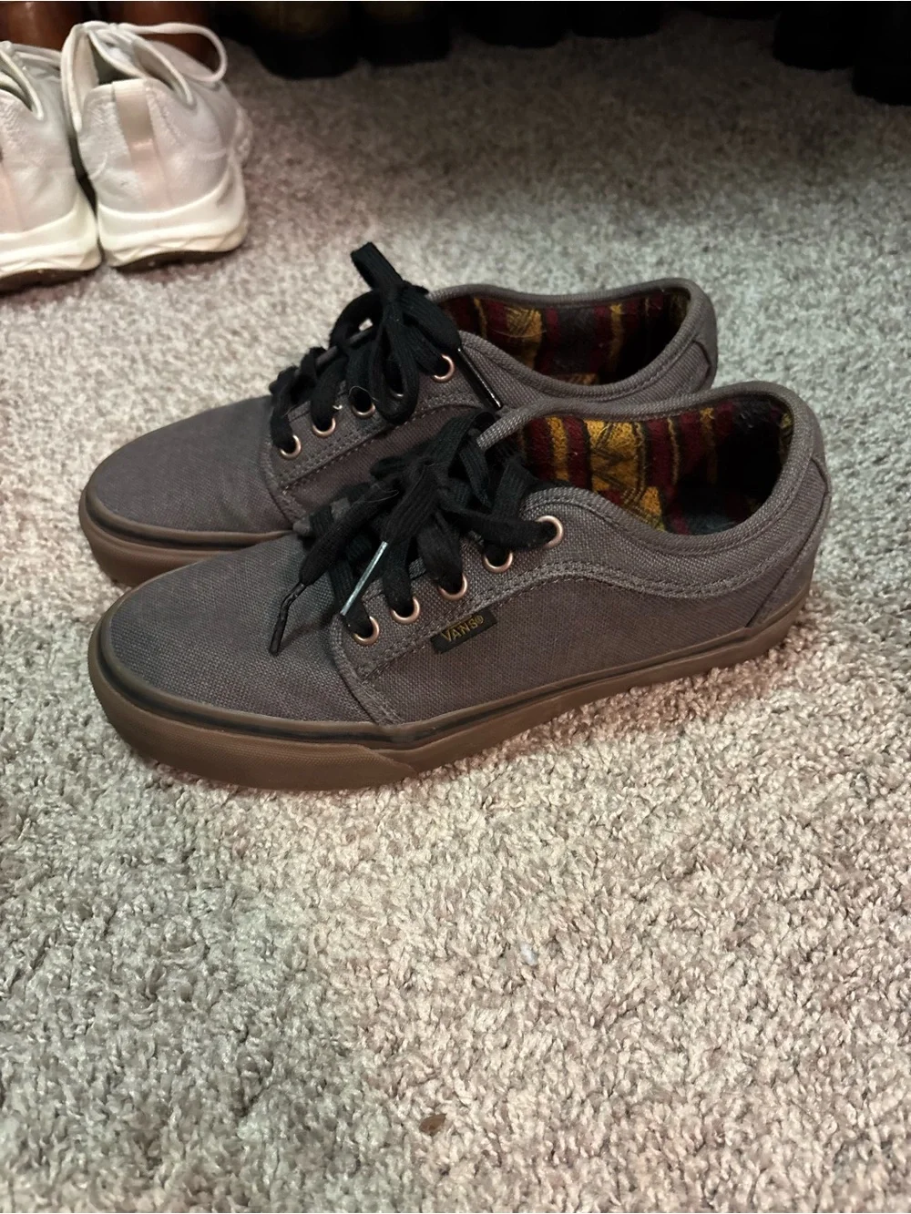Men's Gray Canvas Lace-Up Vans Skate Shoes